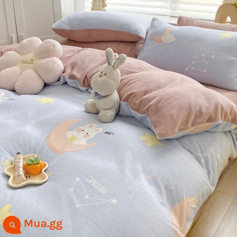 Bed Velvet Bed Velvet nhỏ Bốn bộ giường nhung Velvet Bỉ mặt bích mùa đông - Nocturne [nhung sữa mượt]