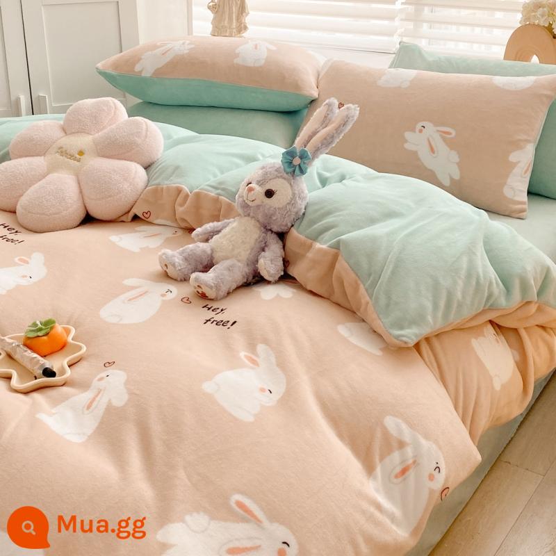 Bed Velvet Bed Velvet nhỏ Bốn bộ giường nhung Velvet Bỉ mặt bích mùa đông - Mitu [nhung sữa mượt]