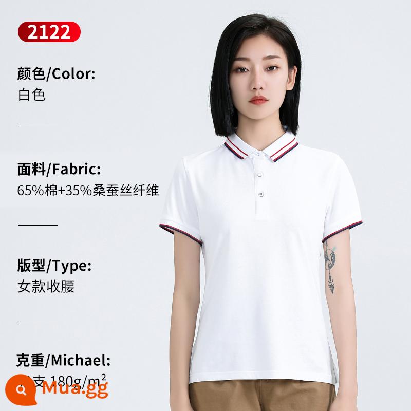 Áo Polo cao cấp tùy chỉnh quần áo làm việc đội mùa hè mặc in logo tùy chỉnh nhân viên T-shirt ngắn tay văn hóa - 2122 nữ da trắng