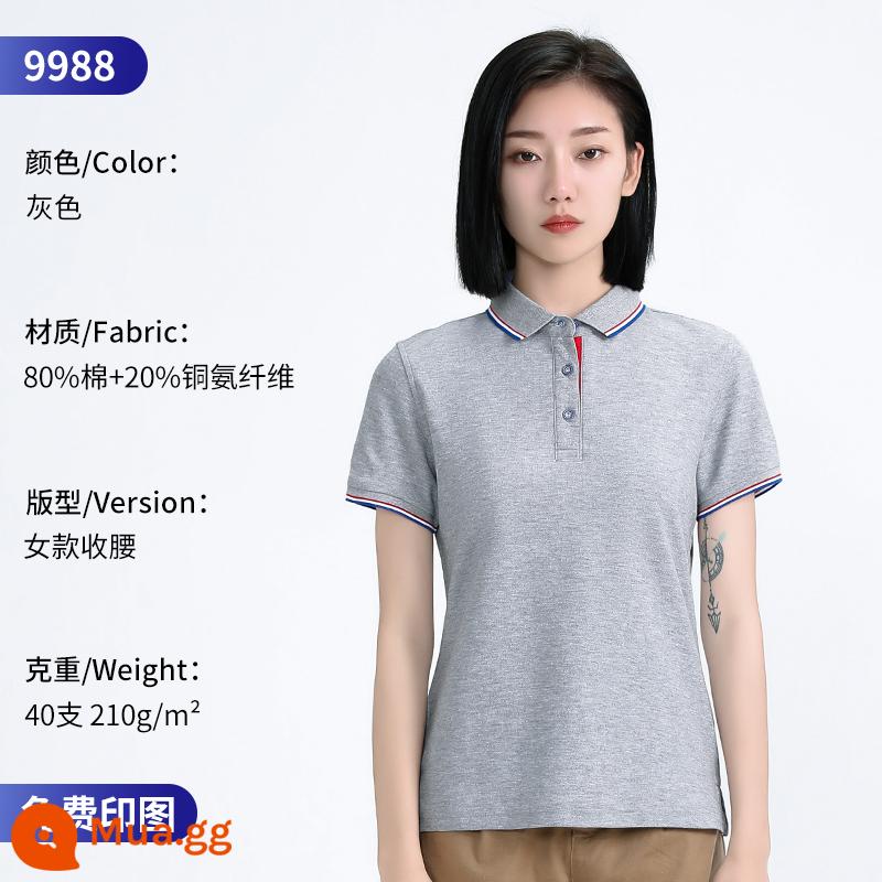 Áo Polo cao cấp tùy chỉnh quần áo làm việc đội mùa hè mặc in logo tùy chỉnh nhân viên T-shirt ngắn tay văn hóa - 9988 nữ màu xám