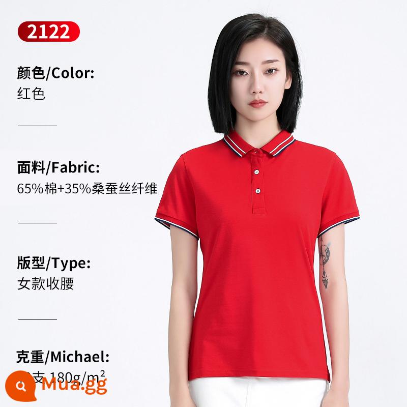 Áo Polo cao cấp tùy chỉnh quần áo làm việc đội mùa hè mặc in logo tùy chỉnh nhân viên T-shirt ngắn tay văn hóa - 2122 nữ màu đỏ