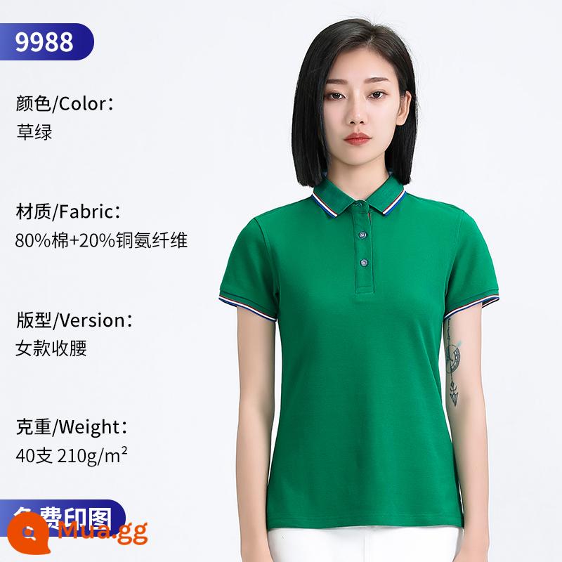 Áo Polo cao cấp tùy chỉnh quần áo làm việc đội mùa hè mặc in logo tùy chỉnh nhân viên T-shirt ngắn tay văn hóa - 9988 cô gái cỏ xanh