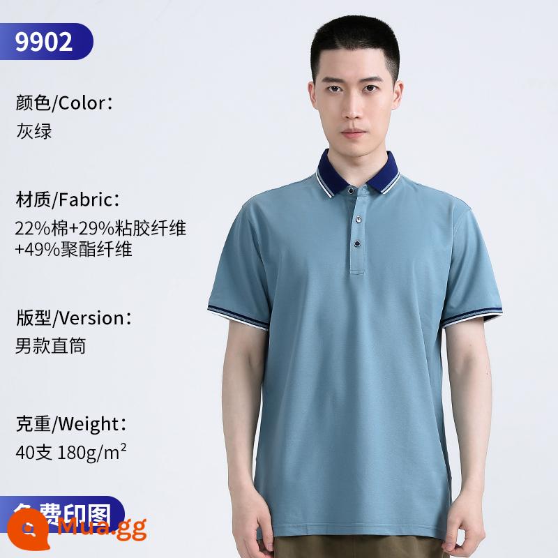 Áo Polo cao cấp tùy chỉnh quần áo làm việc đội mùa hè mặc in logo tùy chỉnh nhân viên T-shirt ngắn tay văn hóa - 9902 xám xanh nam