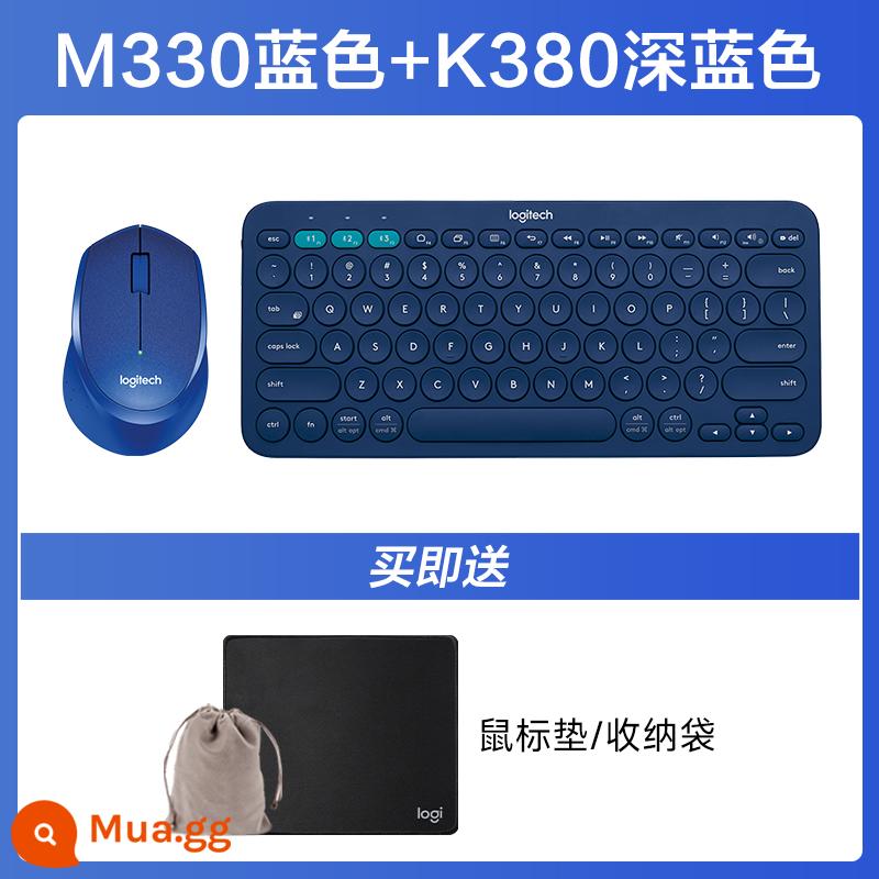 Chuột không dây Logitech M330 câm lặng bé trai bé gái văn phòng tại nhà chuột laptop thiết bị gắn ngoài chuyên dụng - [Bàn phím và chuột] M330 xanh + K380 xanh đậm