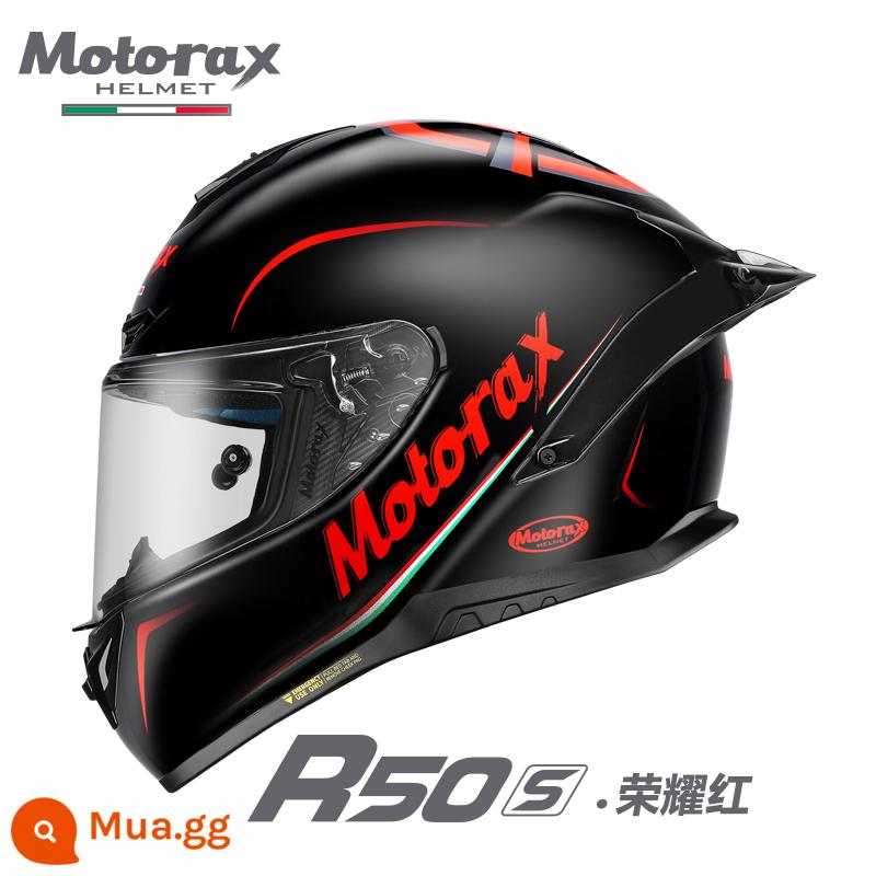 MOTORAX Morex R50S Một Mảnh Mũ Bảo Hiểm Xe Máy Mũ Bảo Hiểm Full Dành Cho Nam Và Nữ Đuôi To Anderson Mèo Đồng Thương Hiệu - R50S Honor Đỏ MC2