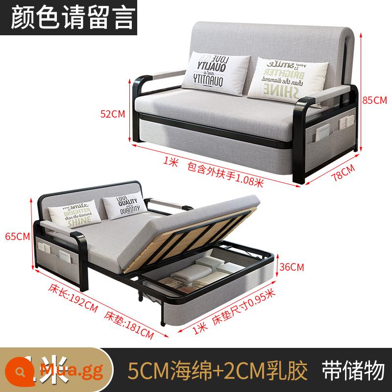 Sofa giường gấp phòng khách đa năng kiêm dụng căn hộ nhỏ giường đôi thu vào lưới đỏ đơn ngồi nằm kinh tế - 1 mét + xốp 5cm + cao su 2cm - ghi chú màu sắc [bảo quản]