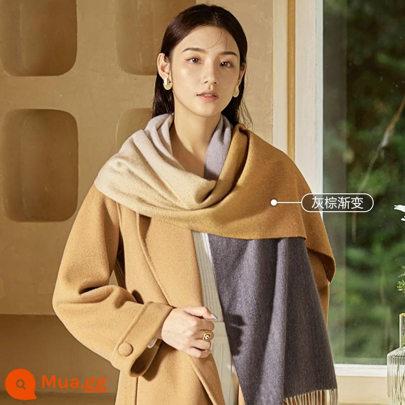 Câu Chuyện Thượng Hải 100% Khăn Cashmere Nữ Thu Đông Bé Gái Tặng Màu Gradient 2022 Hộp Quà Thời Trang Mới - gradient màu nâu xám