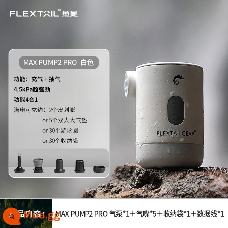 FLEXTAILGEAR Đuôi Cá Ngoài Trời Di Động Máy Bơm Hơi Cắm Trại Đệm Không Khí Giường Chân Không Túi Bơi Vòng Điện Máy Bơm Không Khí - Nâng cấp đa chức năng MP2PRO (Trắng) 3600mAh