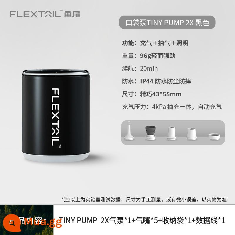 FLEXTAILGEAR Đuôi Cá Ngoài Trời Di Động Máy Bơm Hơi Cắm Trại Đệm Không Khí Giường Chân Không Túi Bơi Vòng Điện Máy Bơm Không Khí - TY2X (đen) đa chức năng và nhẹ