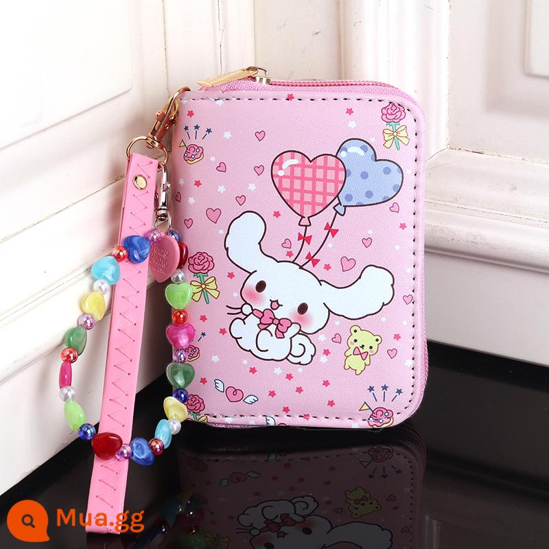 Túi đựng tiền xu trẻ em Sanrio Kuromi Ins nữ sinh viên nữ hoạt hình ngắn ví nhỏ cầm tay - Bóng Quế Chó Hồng