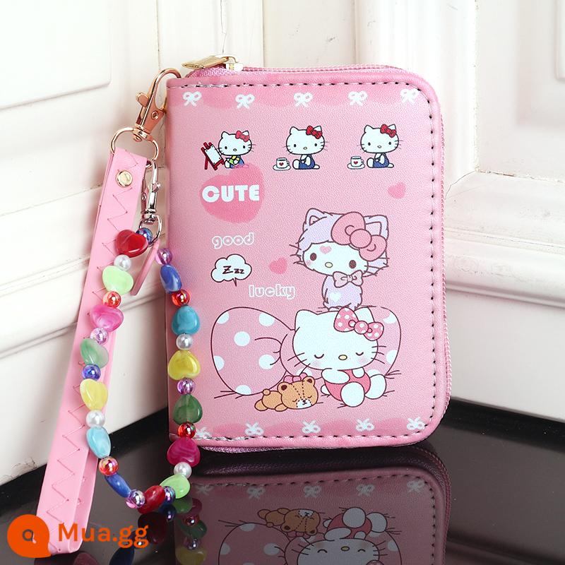 Túi đựng tiền xu trẻ em Sanrio Kuromi Ins nữ sinh viên nữ hoạt hình ngắn ví nhỏ cầm tay - bột kt dễ thương