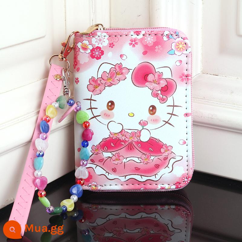 Túi đựng tiền xu trẻ em Sanrio Kuromi Ins nữ sinh viên nữ hoạt hình ngắn ví nhỏ cầm tay - Bột mèo Sakura