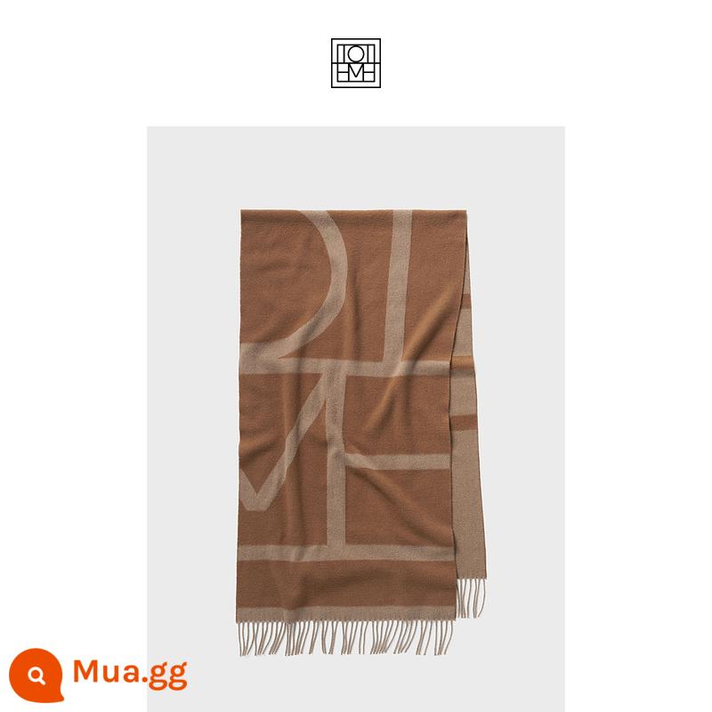 Ms. TOTEME 2022 mới logo chữ lạc đà khăn choàng len tua rua jacquard - Con lạc đà