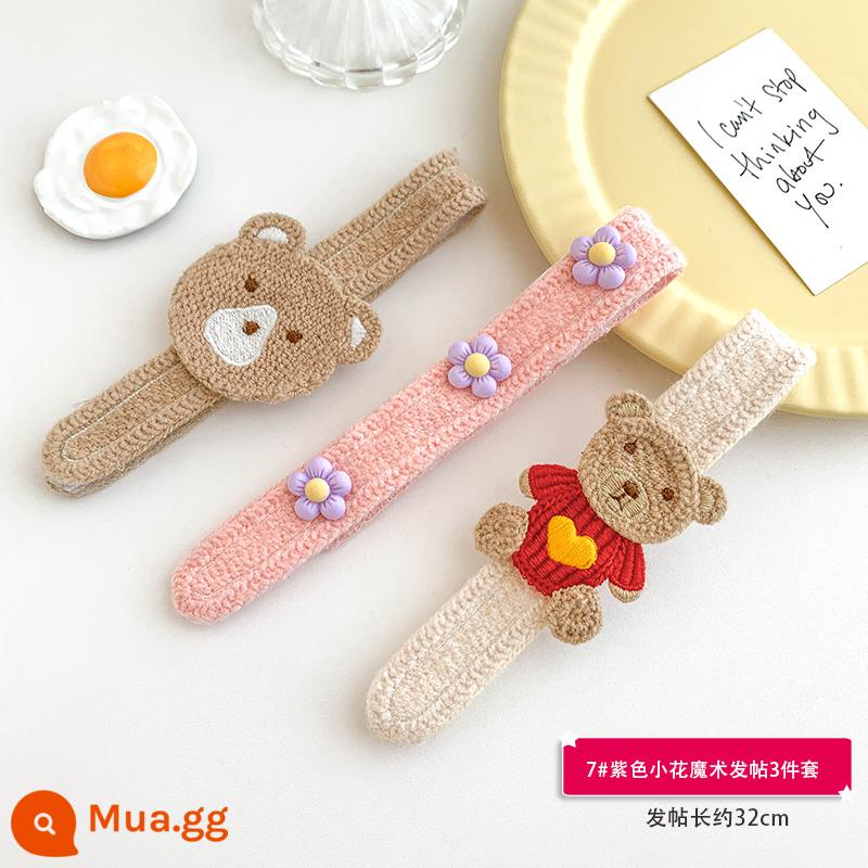 Nổ Dán Trẻ Em Băng Đô Velcro Dễ Thương Băng Đô Nữ Buộc Tóc Bé Gái Hàn Quốc Mũ Trùm Đầu 2022 Mới Tóc Gẫy Hiện Vật - Bộ 3 tấm Poster ma thuật hoa tím 7#