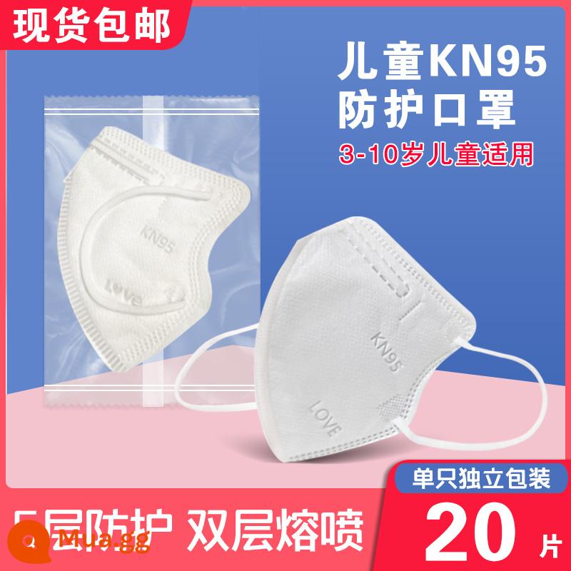 3d Children KN95 Mặt nạ Tem Tem ba chiều N95 Mặt nạ 3-10 tuổi - 20 miếng cho trẻ em [mỗi miếng đóng gói riêng] Sống mũi trong 5 lớp - thổi tan chảy hai lớp - 3-10 tuổi