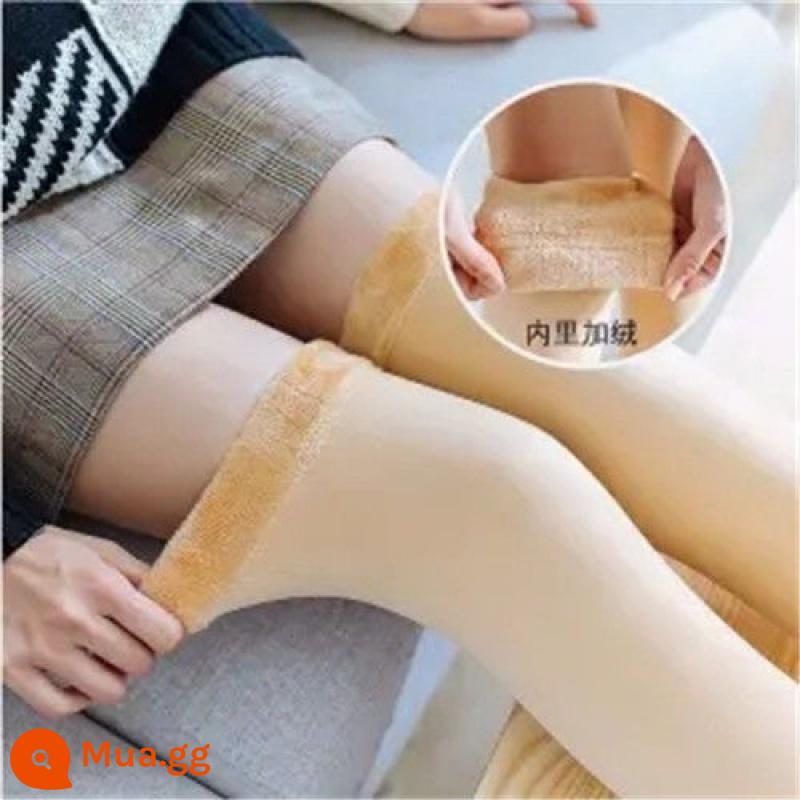 Tất dài quá đầu gối cộng với vớ dày nhung bao phủ chống trượt không thể giẫm lên chân Miếng đệm đầu gối chín điểm khớp đầu gối Chân tay áo Miếng đệm đầu gối ấm áp - [1 đôi] [màu da] vớ lông cừu