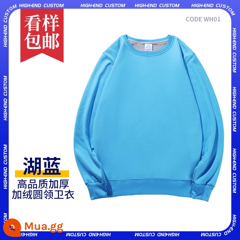 Áo tùy chỉnh quần áo làm việc tự làm đồng phục lớp áo hoodie in logo tay dài nam nữ quần áo tự làm - C-Hồ xanh