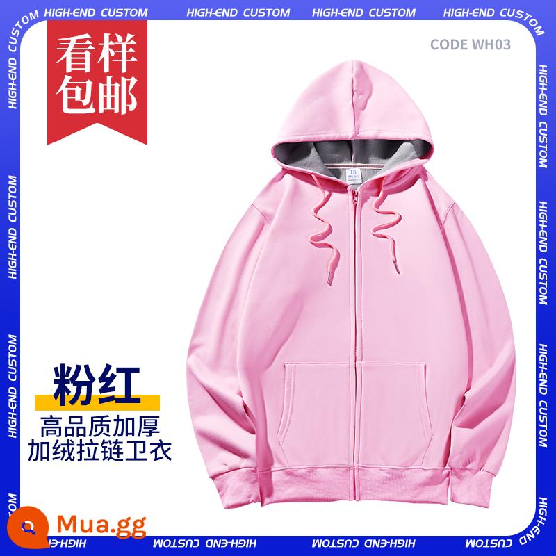 Áo tùy chỉnh quần áo làm việc tự làm đồng phục lớp áo hoodie in logo tay dài nam nữ quần áo tự làm - E-Hồng