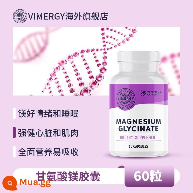 Vimergy Magnesium Glycinate Khoáng Chất Hỗ Trợ Sức Khỏe Tổng Thể Không Chất Phụ Gia 180 Viên - Viên nang magiê 60 viên