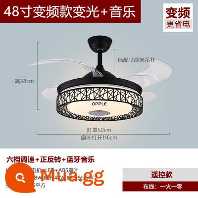 Op LED Quạt Trần Tích Hợp Phòng Khách Chiếu Sáng Gia Đình Vô Hình Biến Tần Số Quạt Trần Đèn Phòng Ăn Bluetooth Quạt Trần Đèn - Loa Bluetooth điều khiển từ xa ba màu đen tổ chim 48 inch