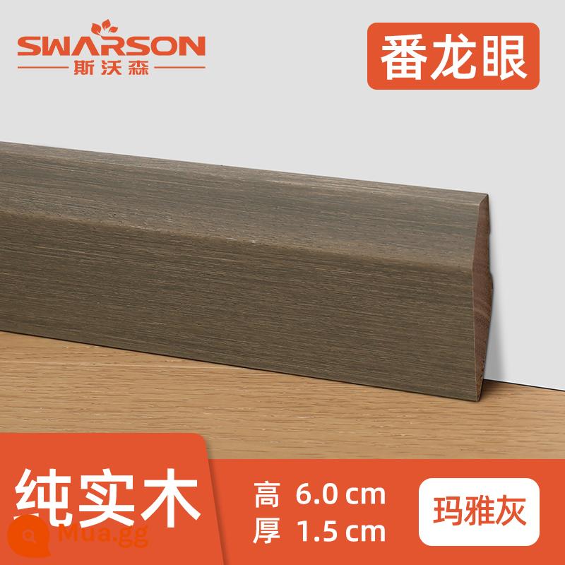 Panlongan gỗ ốp chân tường sơn gỗ nguyên khối 6cm phòng khách gỗ ốp chân tường gạch góc 8 cm đường - Độ dày 1,5cm Chiều rộng 6cm-Màu xám Maya