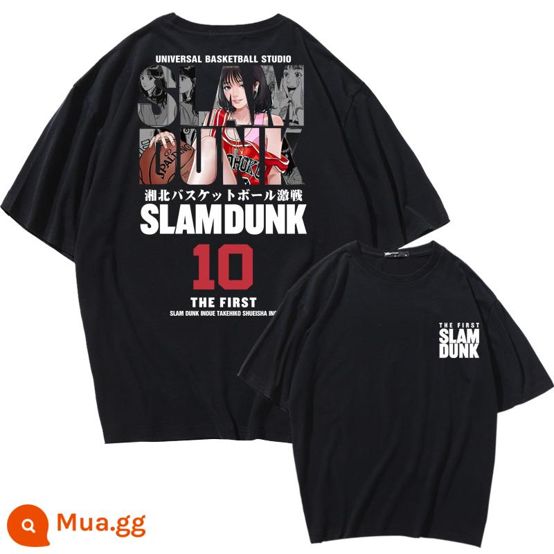 Mùa Hè 2023 Slam Dunk Áo Thun Ngắn Tay Nam Tất Cả Các Trận Đấu Bóng Rổ Quần Áo Dáng Rộng Hợp Thời Trang Sakuragi Flower Road Khớp Nửa Tay - Haruko Số 10 SLAM-Đen