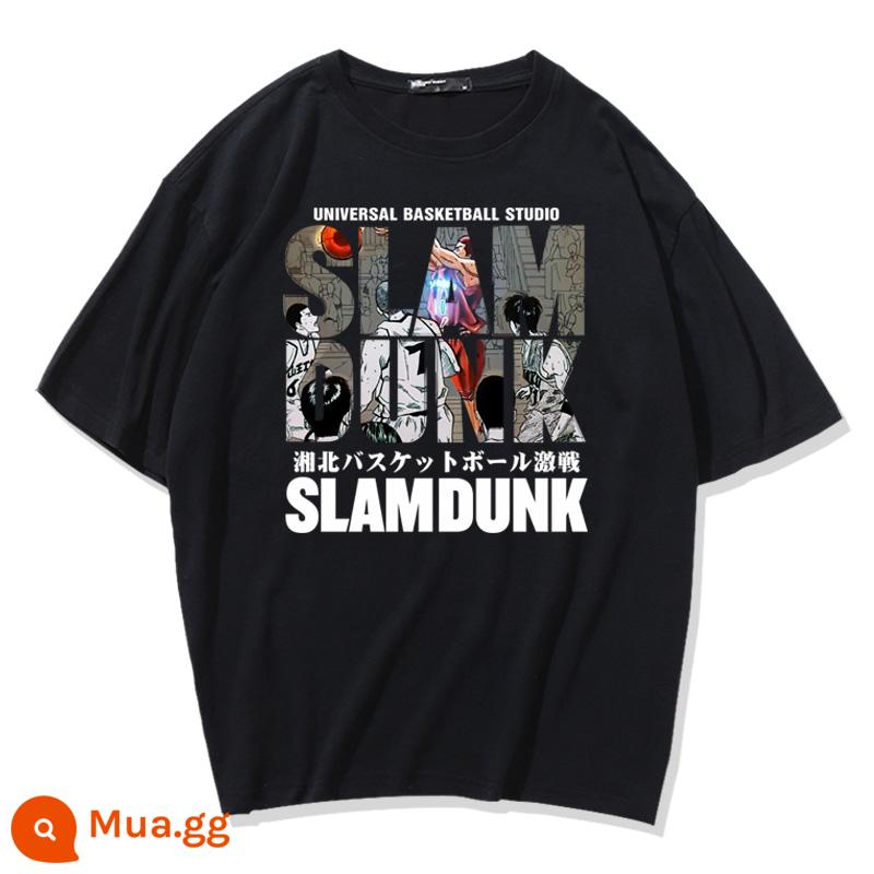 Mùa Hè 2023 Slam Dunk Áo Thun Ngắn Tay Nam Tất Cả Các Trận Đấu Bóng Rổ Quần Áo Dáng Rộng Hợp Thời Trang Sakuragi Flower Road Khớp Nửa Tay - Mặt trước Sakuragi sát thủ SLAM-đen