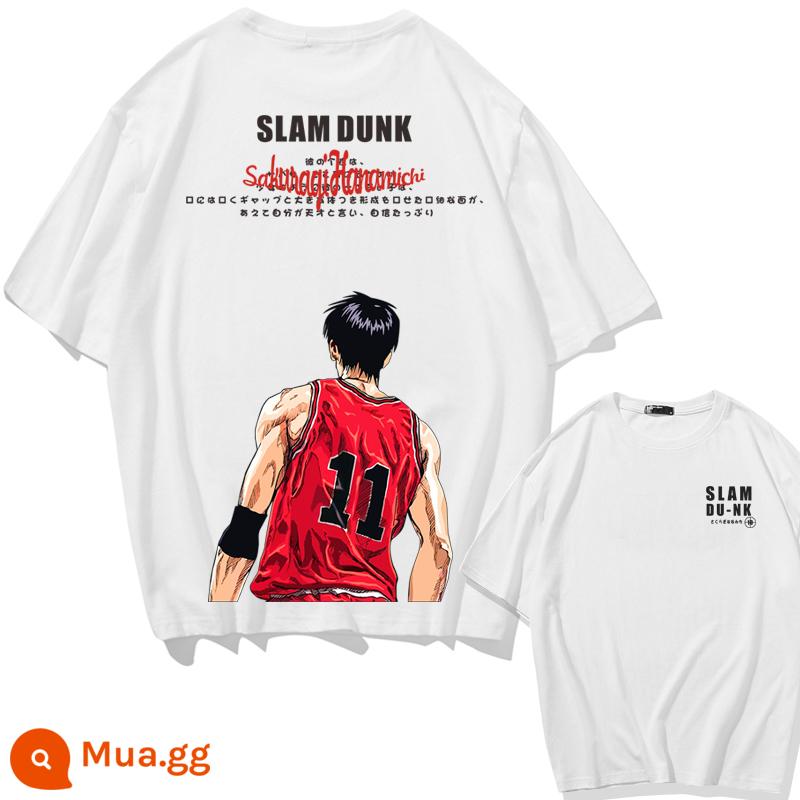 Mùa Hè 2023 Slam Dunk Áo Thun Ngắn Tay Nam Tất Cả Các Trận Đấu Bóng Rổ Quần Áo Dáng Rộng Hợp Thời Trang Sakuragi Flower Road Khớp Nửa Tay - Tiếng Anh số 11-Trắng