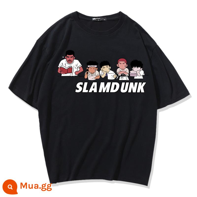 Mùa Hè 2023 Slam Dunk Áo Thun Ngắn Tay Nam Tất Cả Các Trận Đấu Bóng Rổ Quần Áo Dáng Rộng Hợp Thời Trang Sakuragi Flower Road Khớp Nửa Tay - Slam Dunk 5-Man Thi-Đen