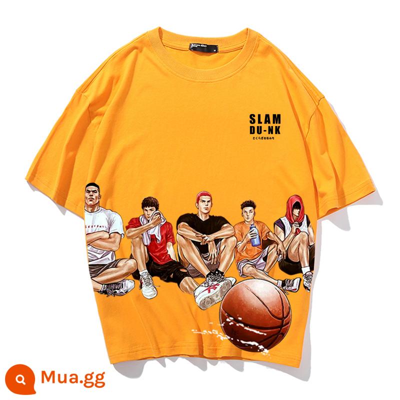 Mùa Hè 2023 Slam Dunk Áo Thun Ngắn Tay Nam Tất Cả Các Trận Đấu Bóng Rổ Quần Áo Dáng Rộng Hợp Thời Trang Sakuragi Flower Road Khớp Nửa Tay - Đêm thách đấu sắc màu 5-Vàng