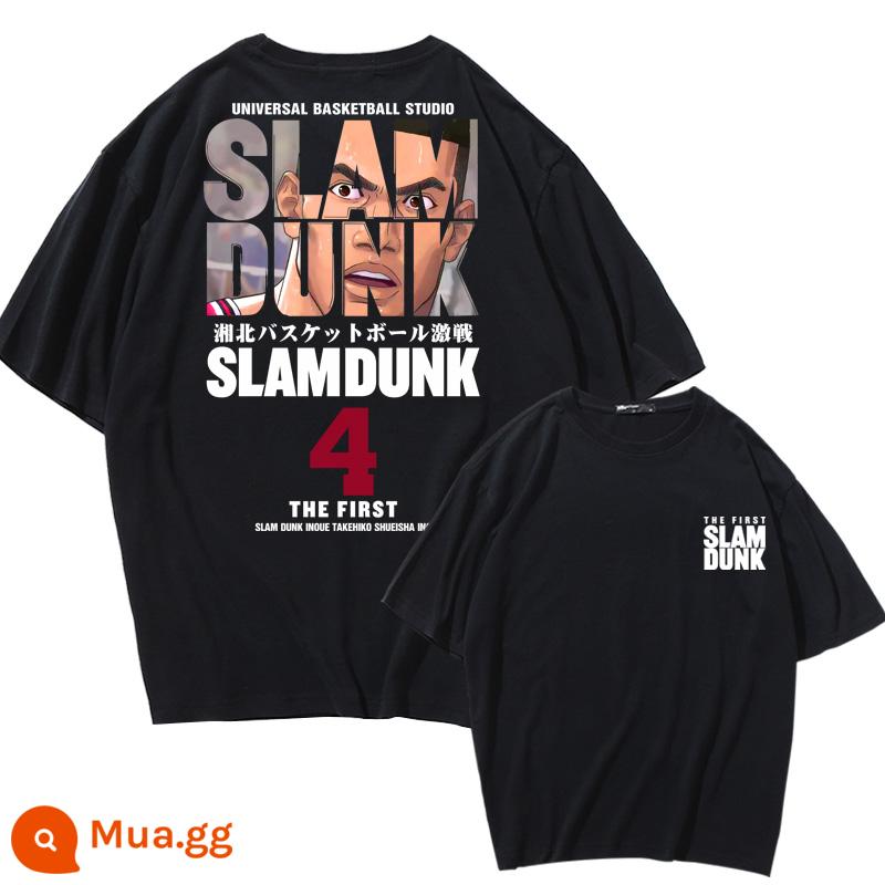 Mùa Hè 2023 Slam Dunk Áo Thun Ngắn Tay Nam Tất Cả Các Trận Đấu Bóng Rổ Quần Áo Dáng Rộng Hợp Thời Trang Sakuragi Flower Road Khớp Nửa Tay - Số 4 Akagi SLAM-Đen