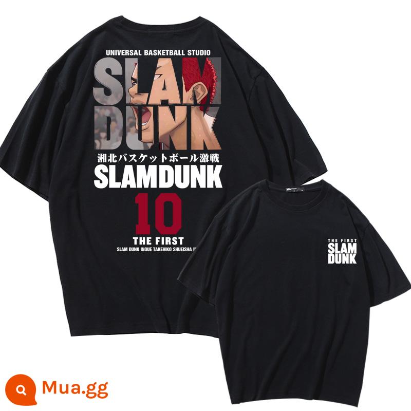 Mùa Hè 2023 Slam Dunk Áo Thun Ngắn Tay Nam Tất Cả Các Trận Đấu Bóng Rổ Quần Áo Dáng Rộng Hợp Thời Trang Sakuragi Flower Road Khớp Nửa Tay - Số 10 Sakuragi SLAM-Đen