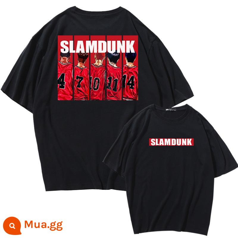 Mùa Hè 2023 Slam Dunk Áo Thun Ngắn Tay Nam Tất Cả Các Trận Đấu Bóng Rổ Quần Áo Dáng Rộng Hợp Thời Trang Sakuragi Flower Road Khớp Nửa Tay - 5 người lưng đỏ đen