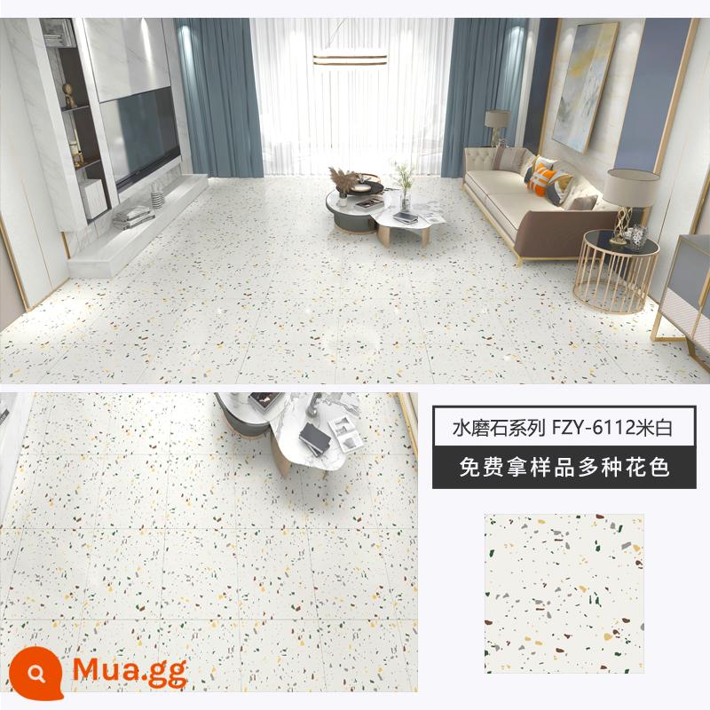 Terrazzo đá cẩm thạch PVC tự dính nâng cấp cửa hàng nổi tiếng Internet cá tính chống bám bẩn chống trơn trượt bảo vệ môi trường giả gạch lát sàn - FZY-6112 màu trắng nhạt giá 600 * 600mm