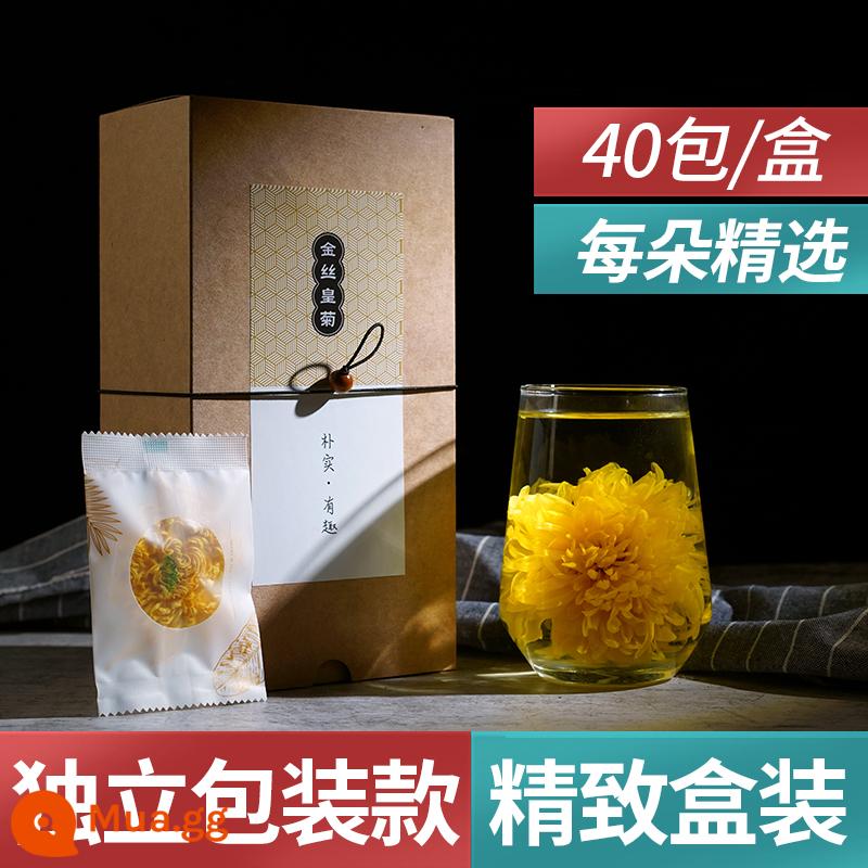 Chrysanthemum Tea Golden Silk Hoàng đế Chrysanthemums Một ly hộp quà tặng hoa cúc lớn màu vàng lớn - Đóng gói riêng lẻ: 40 gói/hộp