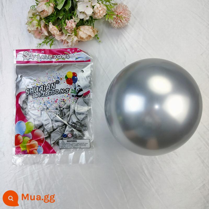 Shuai'an 5/10 inch 12 inch dày kim loại vàng đen bóng tròn sinh nhật trẻ em đám cưới tháng 5 Đảng - 10 inch 2.2g bạc kim loại 50 miếng