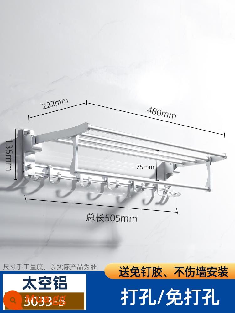 Không gian phòng bột nhôm giá treo khăn miễn phí đấm phòng tắm kệ đựng đồ phòng tắm mặt dây chuyền giá treo khăn vệ sinh giá - Mẫu hàng đầu của thanh treo đa năng không đục lỗ Yayin (505mm)