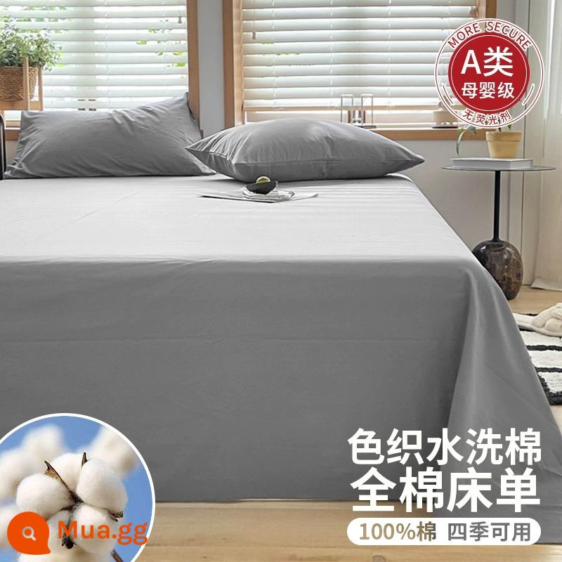 Tấm Ga Trải Giường Cotton Nguyên Chất Dày Một Mảnh 100 Cotton Cao Cấp Màu Trơn Ký Túc Xá Sinh Viên Đơn 1.5 M 3 Bộ 3 - Màu tím xám-dày 100% cotton