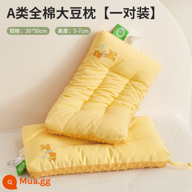 Gối trẻ em cotton loại A cho bé trên 6 tuổi, lõi gối Doudou, cặp gia đình, gối nhỏ học sinh, ngủ trưa cho nam - Gối mũ len cotton loại A-ngủ-hươu cao cổ-30x50cm[cặp]