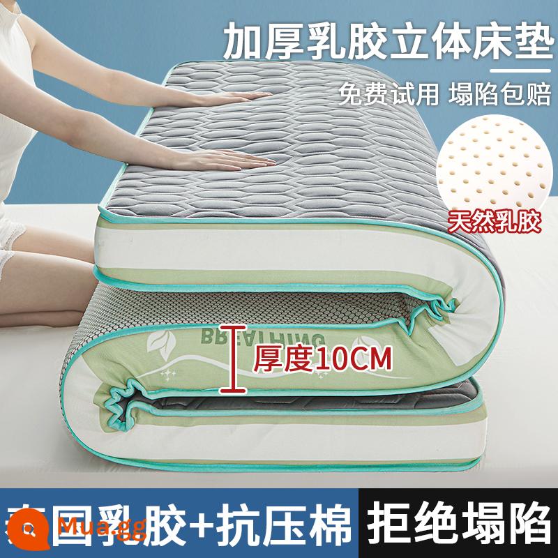 Nệm cao su đệm nhà cứng mat tatami mat ký túc xá sinh viên đơn miếng bọt biển mat nệm nệm chăn bông mùa đông - Viền xanh xám [Kháng khuẩn và chống mạt loại A tiêu chuẩn] dày khoảng 9cm