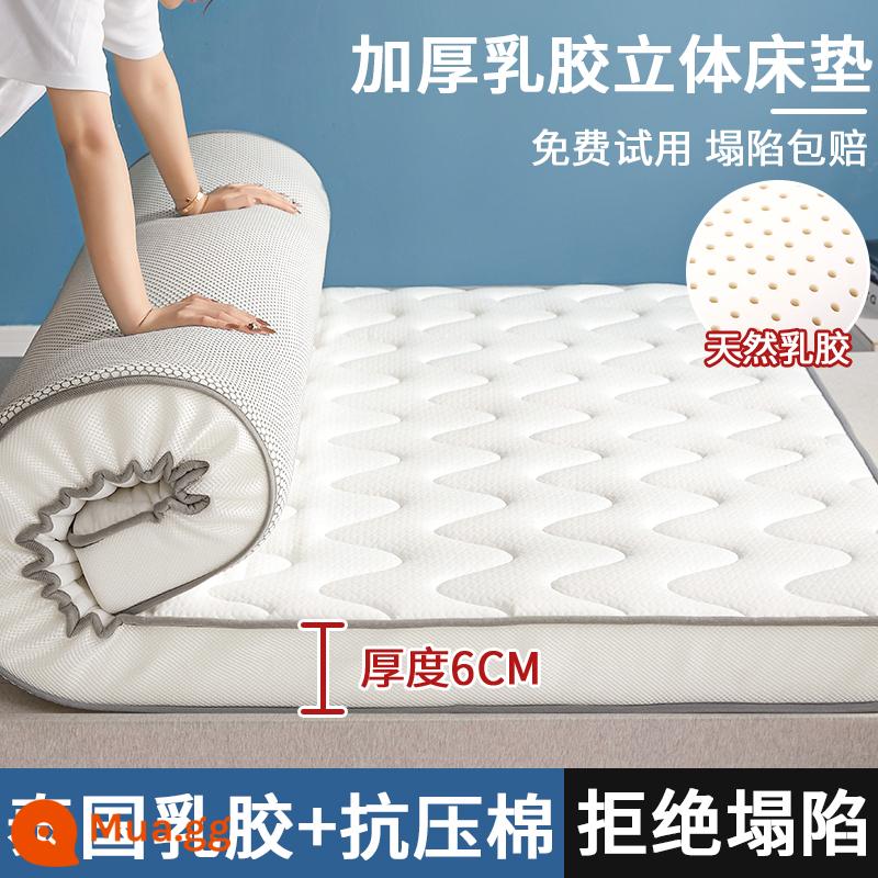 Nệm cao su đệm nhà cứng mat tatami mat ký túc xá sinh viên đơn miếng bọt biển mat nệm nệm chăn bông mùa đông - Sóng trắng [Kháng khuẩn và chống mạt loại A tiêu chuẩn] dày khoảng 6cm