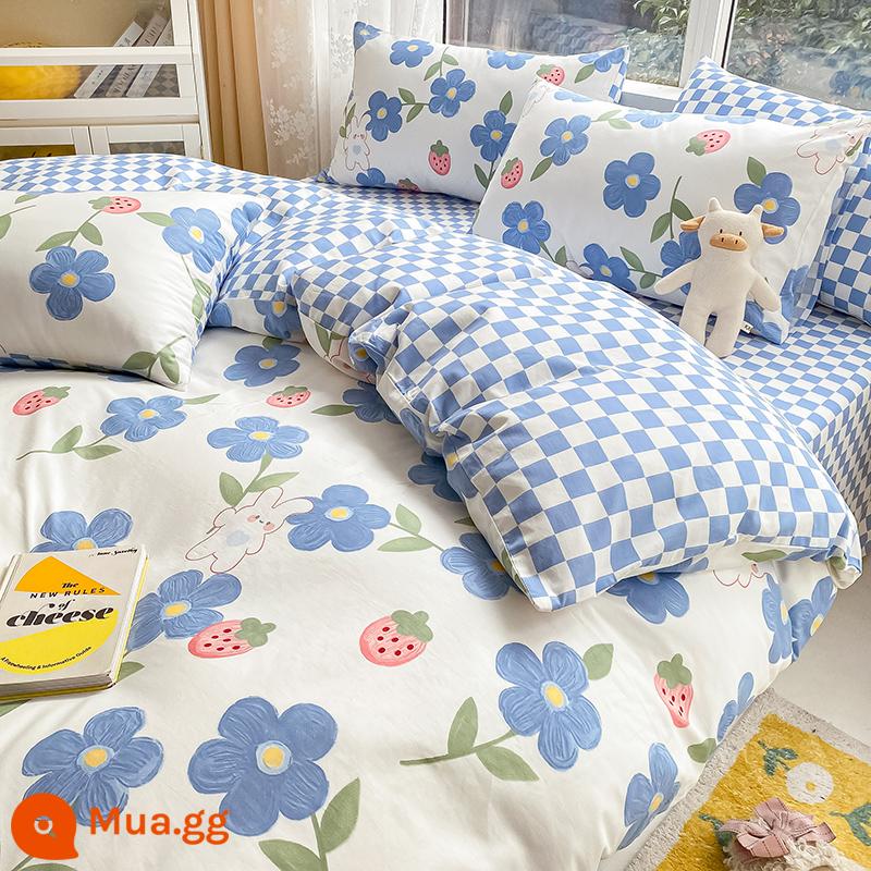 Nguyên Chất Cotton Vỏ Chăn Đơn 150X200X230 Ga Giường Cotton Vỏ Chăn Đơn 180X220 Vỏ Chăn Dày - Tâm trạng xanh [100% cotton]