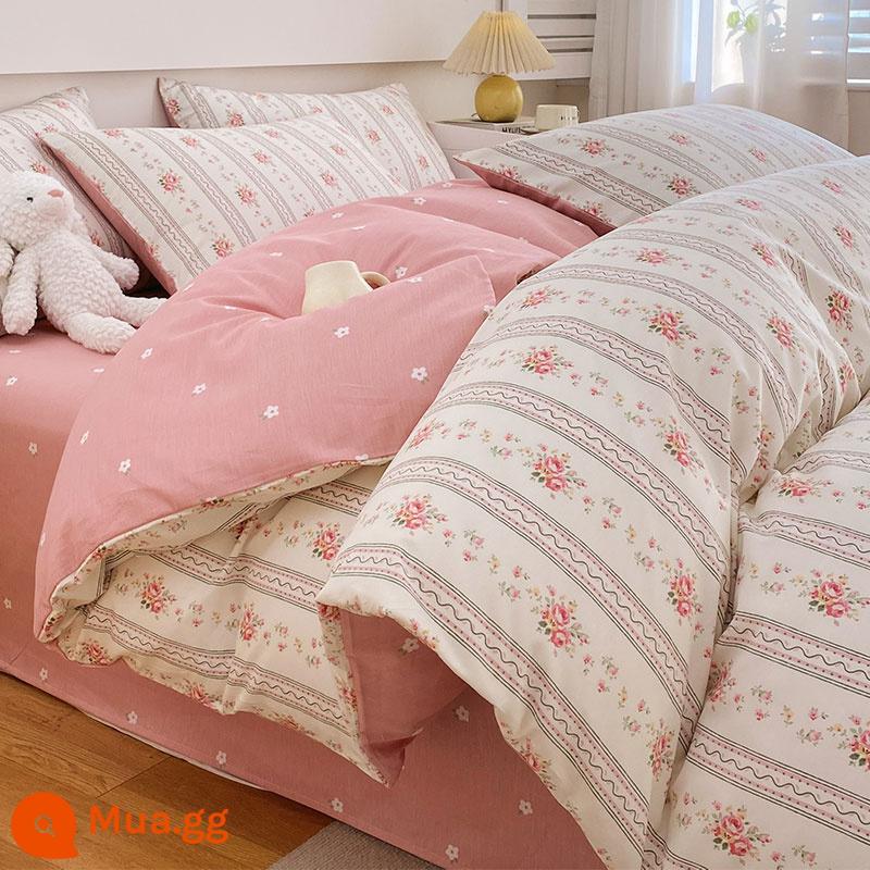 Vỏ chăn bông nguyên chất 100 cotton nguyên chất một mảnh mùa thu đông Vỏ chăn đơn 150x200x230 Bộ vỏ chăn ga gối Bộ 4 món - Qiao Jiaren [ ✅Đã kiểm tra chất lượng 100% cotton, một hàng giả sẽ bị phạt mười]