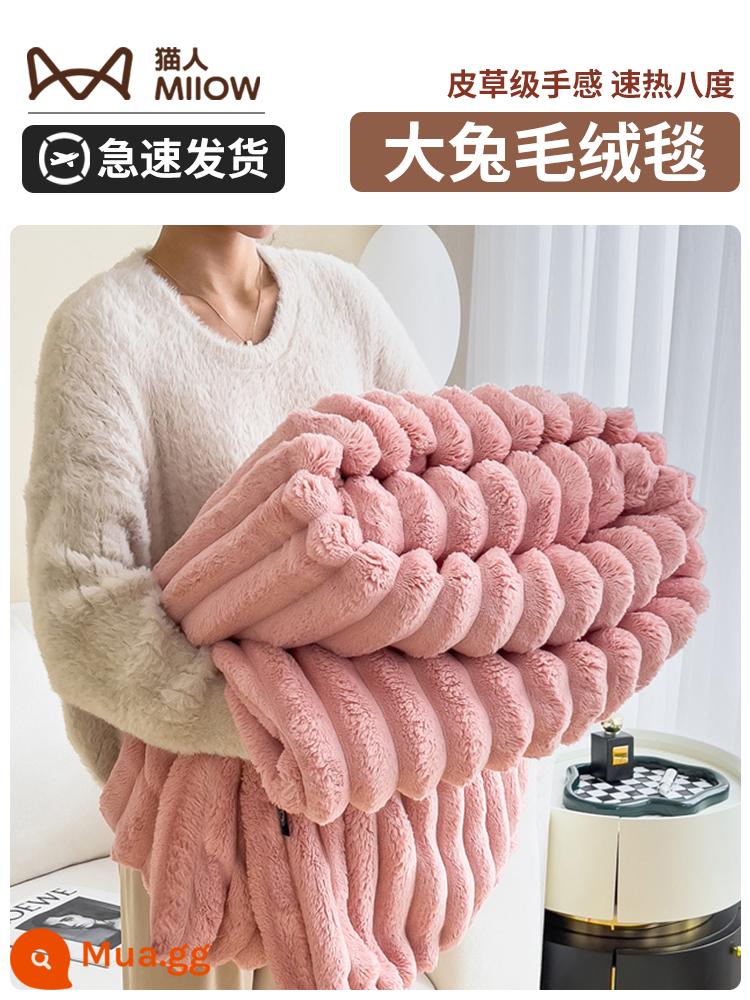 Thỏ Sang Trọng Chăn Mùa Đông Dày Bao Chăn Ngủ Trưa Văn Phòng Chăn Khăn Choàng Sofa Chăn Nhung San Hô Chăn Dành Cho Giường - Phong cách thu đông hai lớp nâng cấp - Bột lông thỏ [Vải dành cho bà mẹ và trẻ sơ sinh loại A, vải lông thỏ dày dặn, chạm vào lông]