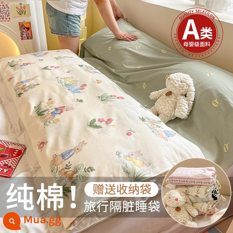 Cotton tinh khiết cotton du lịch khách sạn bẩn túi ngủ đơn công tác du lịch tấm chăn ga trải giường du lịch xách tay kho báu - Mẫu nâng cấp-Thỏ nấm [Vải loại A dành cho bà mẹ và trẻ sơ sinh, giấc ngủ ngon]