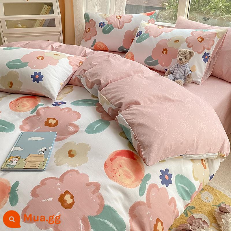 Nguyên Chất Cotton Vỏ Chăn Đơn 150X200X230 Ga Giường Cotton Vỏ Chăn Đơn 180X220 Vỏ Chăn Dày - Mùa xuân màu đỏ mật ong [100% cotton]