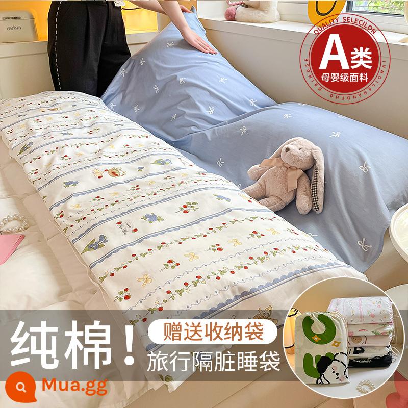 Cotton tinh khiết cotton du lịch khách sạn bẩn túi ngủ đơn công tác du lịch tấm chăn ga trải giường du lịch xách tay kho báu - Mẫu nâng cấp-Rose Vine [Vải loại A dành cho bà mẹ và trẻ sơ sinh giúp giấc ngủ ngon]