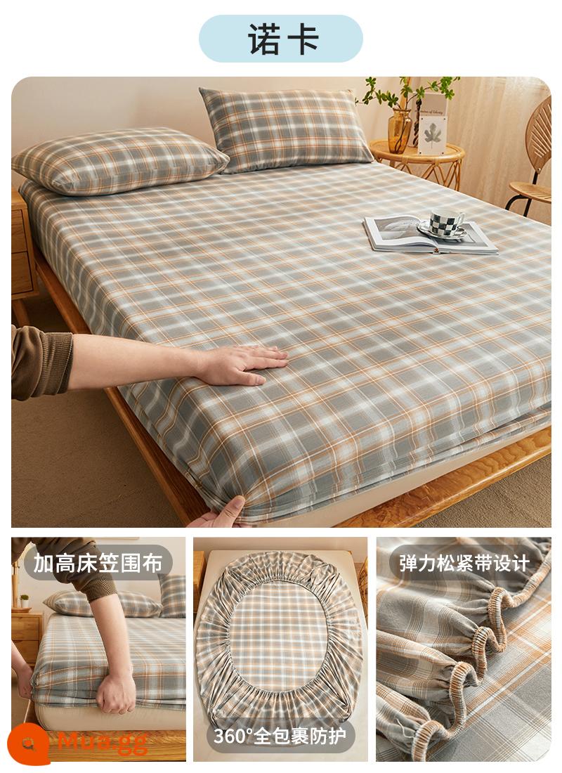 Cotton Giặt Cotton Trang Bị Tấm Đơn 100 Cotton Trải Giường Ký Túc Xá Đơn Tấm Bảo Vệ Nệm Vỏ Gối 3 Bộ 3 - Noka [100% cotton đã giặt]