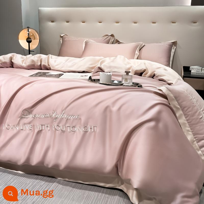 Catman Ice Silk Bộ 4 Món Lụa Trơn Ngủ Khỏa Thân Tencel Vỏ Chăn Light Sang Trọng Cao Cấp Ga Giường Summer Giường Bộ 3 Món 4 - Manson-Light Bean Paste + Trà sữa [Che nóng, ngủ mượt mà trần trụi, suốt đêm không đổ mồ hôi]