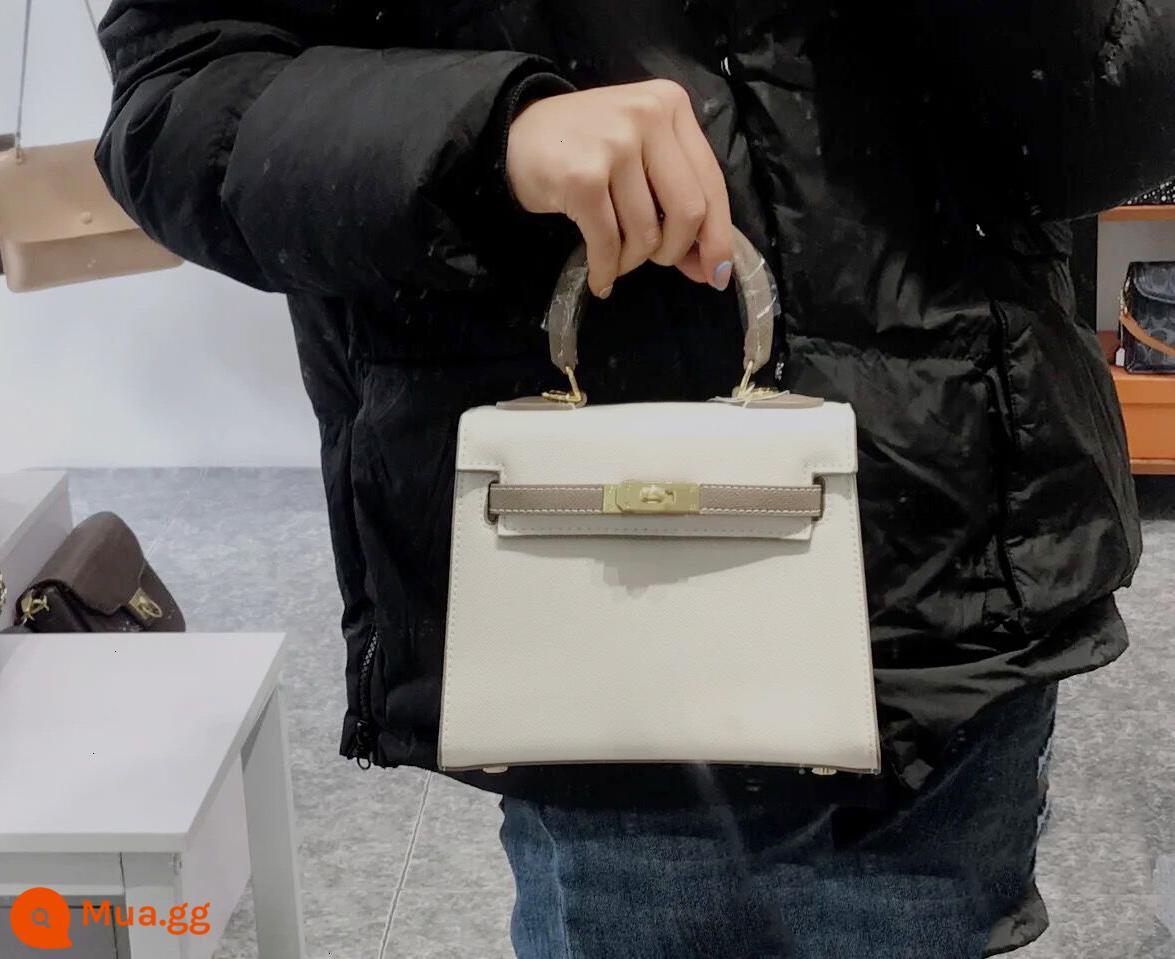 2022 Mới Mùa thu và mùa đông BAG KELLY Túi thứ hai -Generation Mini -Body Handicapspapping nhỏ túi cô dâu nữ retro retro - Màu sắc phù hợp xám + trắng chất lượng quầy 25cm